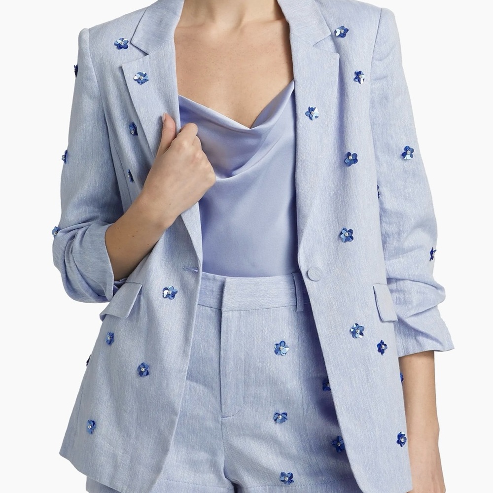 Cinq à Sept Ditsy Kylie Linen-Cotton Single-Breasted Blazer - Picture 5 of 10